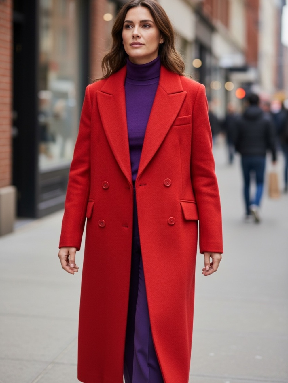 Vintage Fleurette Red 100% Camel Hair double-breasted  long coat